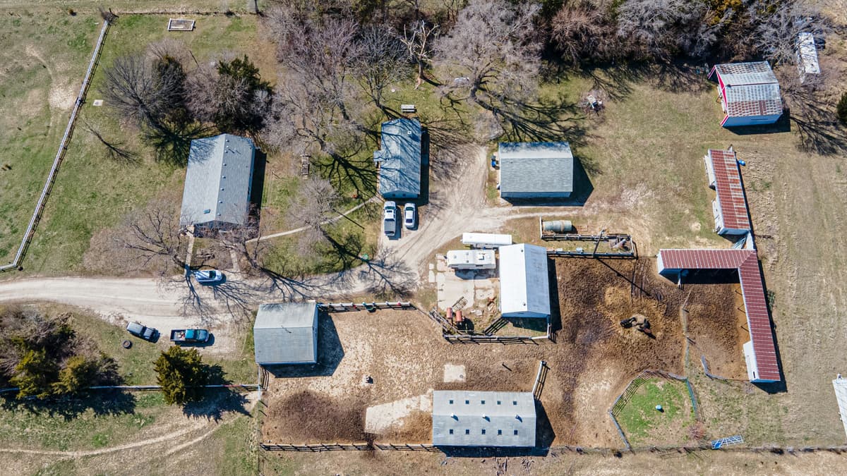 Aerial view of farm land